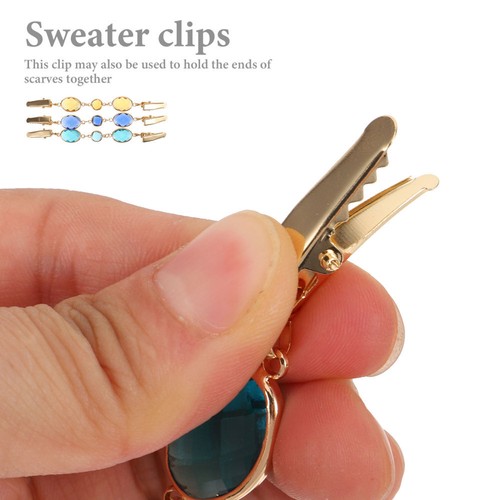 3PC Sweater Collar Clips Glass Crystal Sweater Clips Cardigan Clips New - Picture 6 of 12