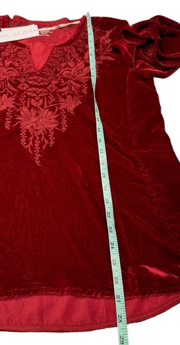 Karyn Seo Small Blouse Top Embroidered Red Velvet Small NWT $158 Stunning! - Picture 5 of 14