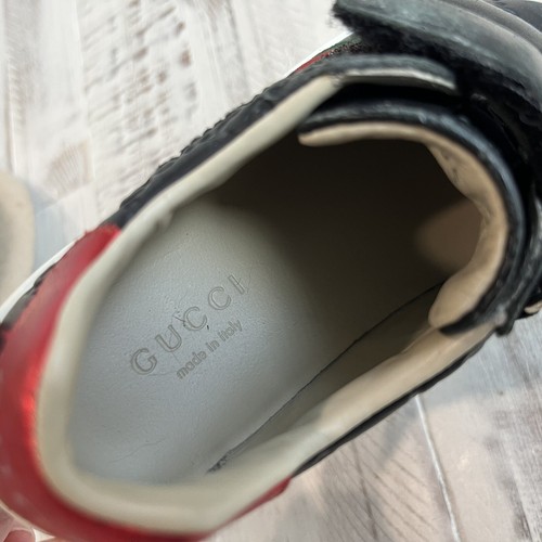 Authentic GUCCI ACE Black Leather Sneaker Shoes Kids Toddler Euro 27 / US 10 - Picture 8 of 11