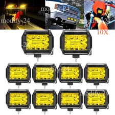 Amber LED Light Bar 4 inch Work Spot Flood Pods Offroad Driving Fog Lamp SUV UTV