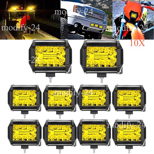 Amber LED Light Bar 4 inch Work Spot Flood Pods Offroad Driving Fog Lamp SUV UTV - Picture 18 of 19