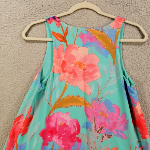 Everly Dress Womens Small Aqua Floral Tank Sundress Lined Shift - Picture 11 of 11
