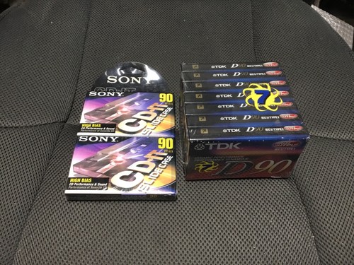 7 TDK D90 High Output Type I Cassette Audio Tapes & 2 Sony CD IT Slide Case