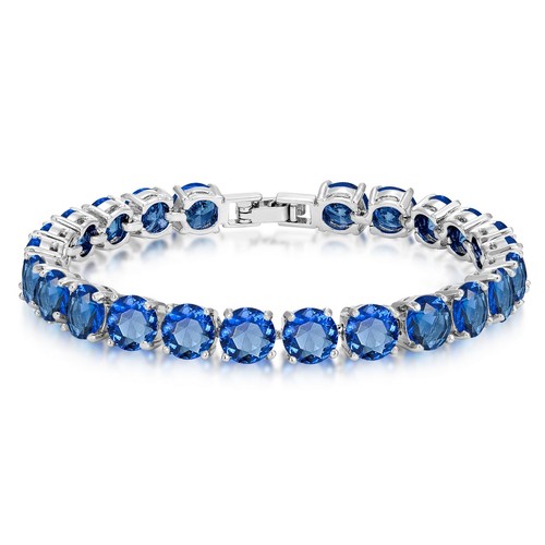 Pulsera de tenis circonita enchapada en plata - redonda 7 mm CZ - 7 pulgadas - Imagen 4 de 6