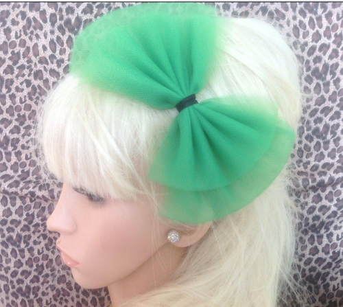 BIG NET TULLE TUTU BOW SATIN ALICE HAIR BAND HEADBAND 80s HEN PARTY FANCY DRESS - Picture 14 of 20