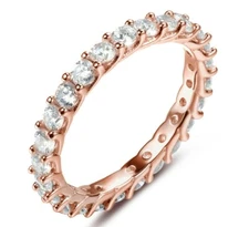 Eternity Rose Gold Plate 925 Sterling Silver CZ Wedding Band Ring 2.-15 R3405