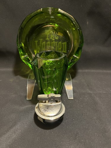 Viking Art Glass Diamond Point Green Lighter & Ashtray - Picture 8 of 12