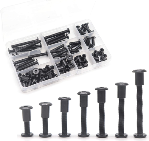 Black M6 Hex Drive Socket Cap Bolts Kit 35set Allen Head Countsunk Furniture Cri - Picture 12 of 12