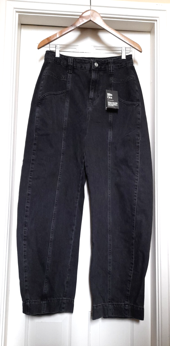 Primark x Rita Ora Black Wide Leg Denim Barrel Jeans UK NEW - Main Image