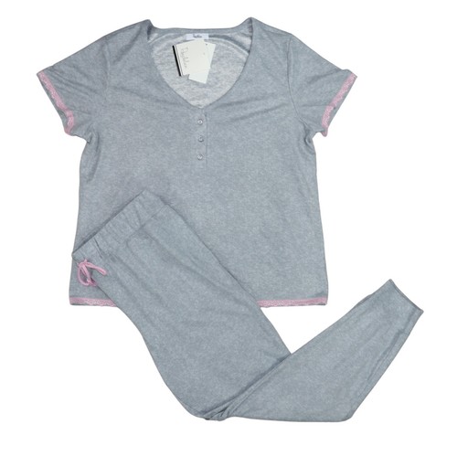 Conjunto de pijama para mujer Roudelain tejido gofre Henley Top y joggers 2 piezas nuevo con etiquetas - Imagen 8 de 13