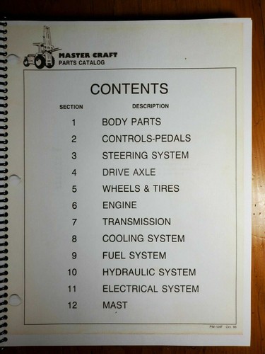 Ford Master Craft Rough Terrain Fork Lift Parts List Manual PM-104F 10/86 - Picture 5 of 12