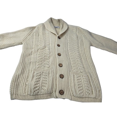 Schulterklappen Wolle schwerer dicker Zopfmuster Schal Cardigan Pullover Italy 42 M - Bild 11 von 18