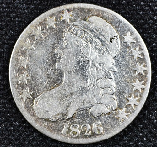1826 CAPPED BUST HALF DOLLAR 50C - Very Good  - SILVER - Picture 1 of 2