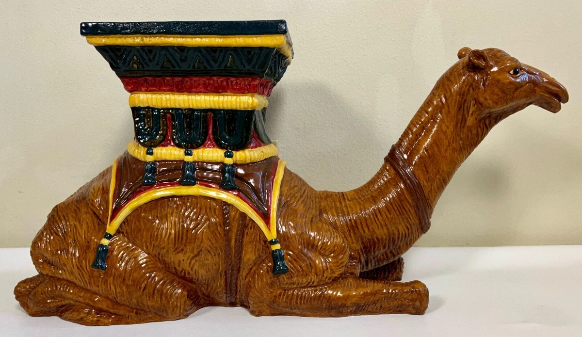 Italian Glazed Terra Cotta Camel Hollywood Regency Garden Stool