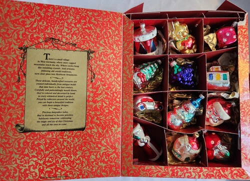 HEIRLOOM ORNAMENTS 12 HAND BLOWN GLASS CHRISTMAS ORNAMENTS West Germany in BOX