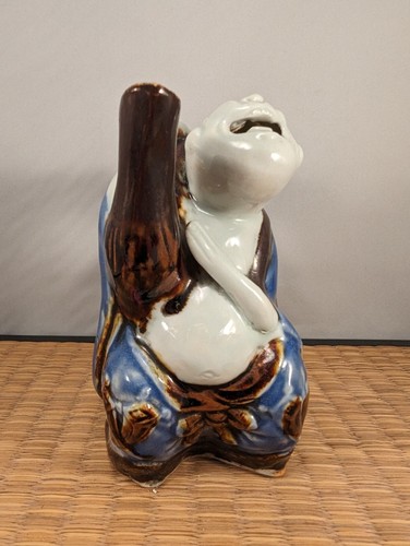 Antique Japanese Hirado Porcelain Sake Ewer Choshi of Hotei & Lucky Bag Japan - Picture 6 of 24
