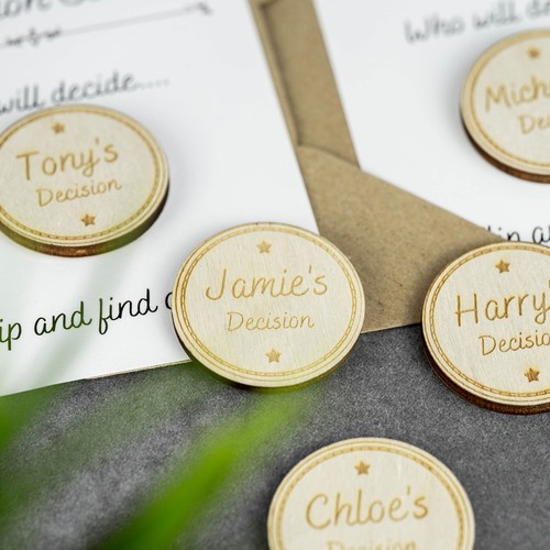 Personalised Wooden Custom Couples Decision Coin Boyfriend Or Girlfriend Gift - Picture 9 of 10