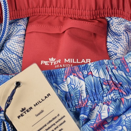 PETER MILLAR Mens Summer Sky Blue BAJA FLORAL Quick Dry Swim Trunks SMALL NWT - Picture 5 of 5