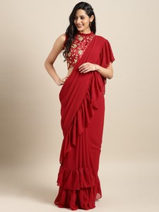 Sari Ruche Sari Indien Bollywood Designer Soiree Mariage Mariage Sari Chemise Ebay