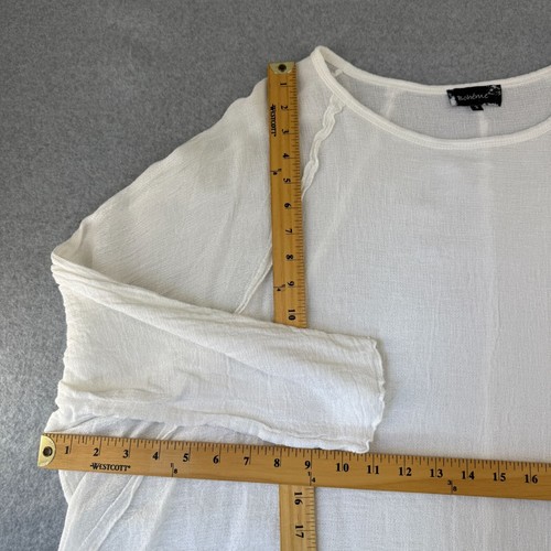 Boheme Damen Top weiß leicht Baumwolle asymmetrischer Saum Made in Italy Größe 3 - Bild 11 von 14