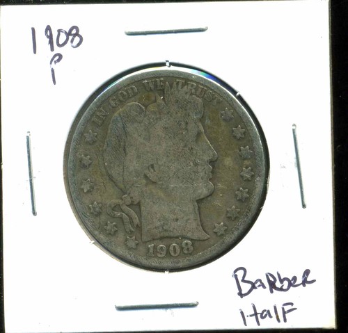 1908 P Barber Half Dollar 90% Silber 50 Cent SCHÖN SELTEN US OLD RARE Münze #6301