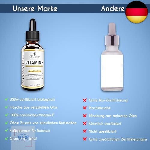 Kanzy Vitamin E Öl Bio Tropfen für Kosmetik 60ml 100% Natürliches d- - Bild 7 von 9
