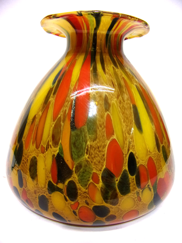 Murano Kunst Glas Herbst farbig Ende des Tages 8 1/4" Vase Abenteuer geladen - Bild 2 von 4