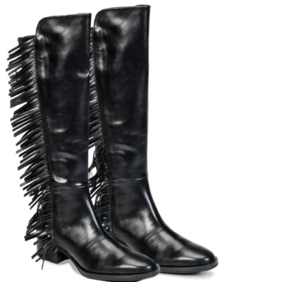JONAK PARIS BOTTES CUIR FOLK NOIR MINA À FRANGES *RETOUR AUTOMNE/HIVER 2024 2025 - Photo 1/4
