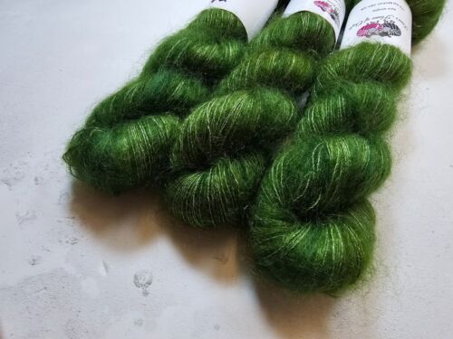 Hand Gefärbt Kinder Mohair Seide Garn , Spitze Gewicht, 50g, Moos - Bild 4 von 5