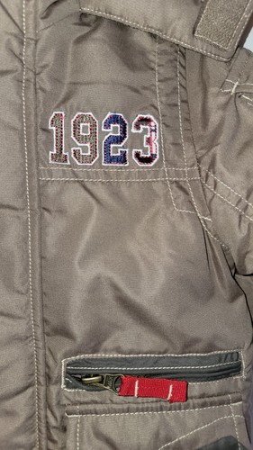 NWT 12M Baby Boy London Fog Hood Coat Tan Zipper Pockets Embroidered - Picture 4 of 4