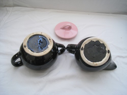 C. 1950’s McCOY POTTERY PINK & BLACK 3 PIECE BEVERAGE SET: 6 CUP 9 1/2” H BEVER - Picture 5 of 8