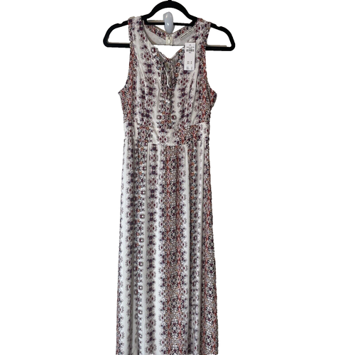New ABERCROMBIE & FITCH Women’s Maxi Dress Size Small White Floral Lace Up 327