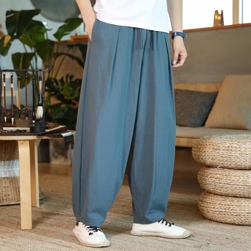 Men Casual Long Trousers Chinese Style Pants Bloomers Kung Fu Training Summer - Imagen 1 de 13