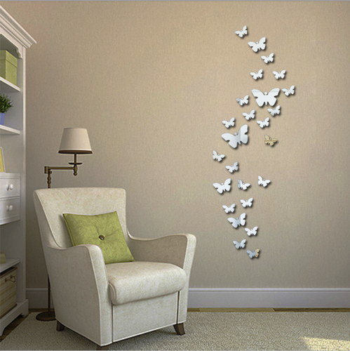 Reino Unido 12 piezas 3D Flor Mariposa Arte Espejo Pegatina de Pared Mural Hágalo usted mismo Casa Habitación Acrílico - Imagen 3 de 11