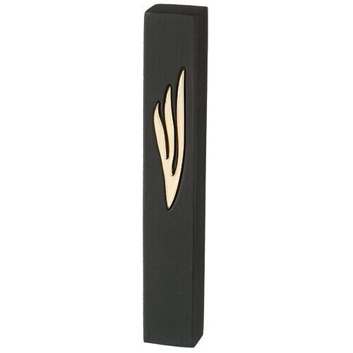 Custodia moderna Mezuzah 12 cm pietra di Gerusalemme per interni ed esterni - costruita nera - Foto 5 di 9