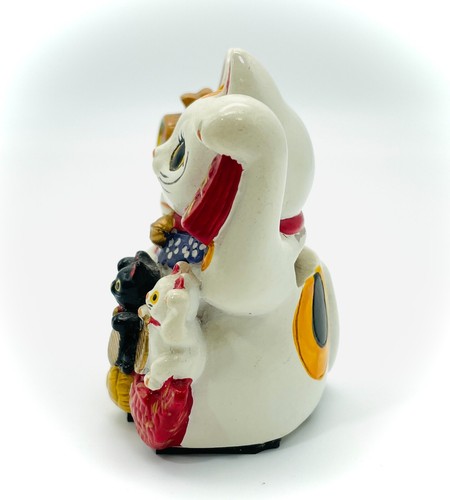 Maneki neko Japanese Beckoning Lucky cat fortune Traditional 6.5cm 2.6in. - Picture 3 of 8