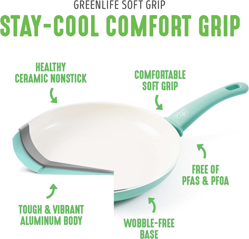 Greenlife Soft Grip Healthy Ceramic Nonstick, 8" Frying Pan Skillet, Pfas-Free - Picture 3 of 12