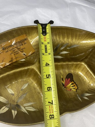 Vinage Mid Century Gold Leaf Bowl Tray Divided Bowl Made In Japan - Picture 11 of 11
