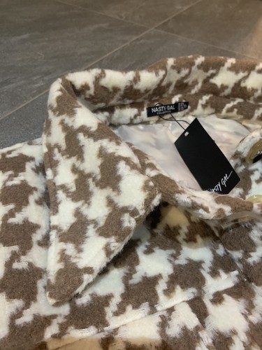 Giacca donna NASTY GAL pied de poule più relaxed nuova con etichette - marrone taglia 26 - Foto 3 di 9