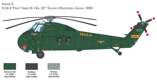 H-34a Pirate / Uh-34d U.S. Marines Helicopter Elicottero 1:48 Plastic Model Kit - Foto 3 di 5