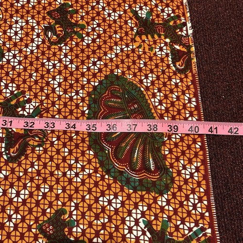 Vintage African Fabric 6+ Yds Teint Cote D’ivoire 40.5” x 232” Orange Red - Picture 7 of 7