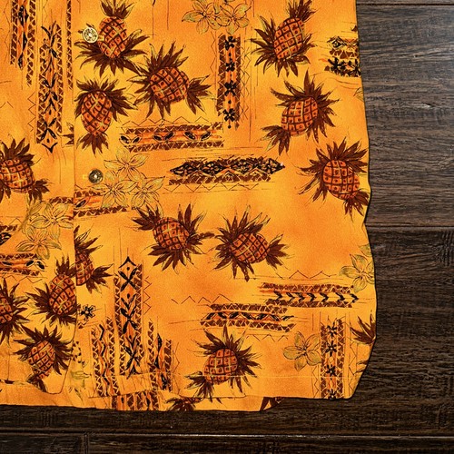 VTG Made In Hawaii Metal Button Pineapple Print Aloha Shirt Mens S - Picture 5 of 8