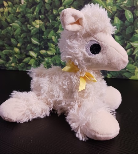 White Llama Plush Toy Manhattan Toy Co Floppies Yellow Pom Pom 10" - Picture 7 of 19