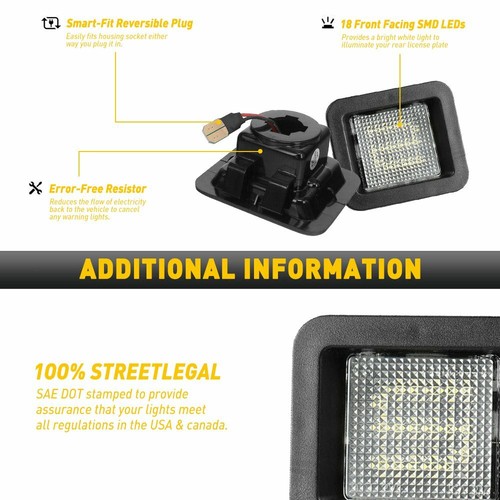 2 piezas para 15-21 Ford F150 F-150 LED placa de licencia carcasa lámpara super brillante - Imagen 10 de 12