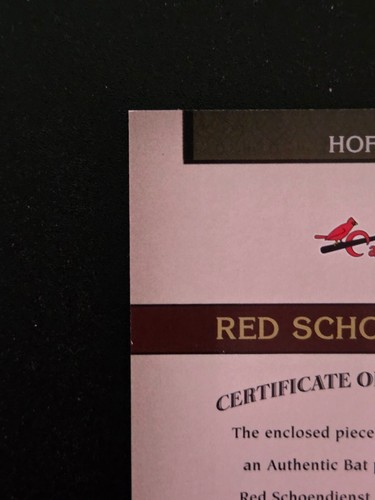 2005 Donrus Greats Red Schoendienst Hall of Fame Souvenirs Game Used Bat Auto - Picture 8 of 11