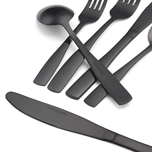 Matte Black Silverware Set Satin Finish 40piece Stainless Steel Flatware Set Tab - Picture 4 of 6