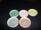 Vintage Tupperware Wagon Wheel Pastel Coasters Set of 6 