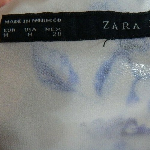 Abito donna Zara Basic medio a strati blu floreale cambio bordo grezzo mini - Foto 4 di 4