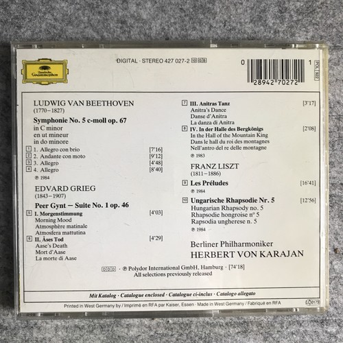 Karajan Conducts Hungarian Rhapsody No. 5, Peer Gynt Suite No. 1, Les Preludes - Picture 2 of 2