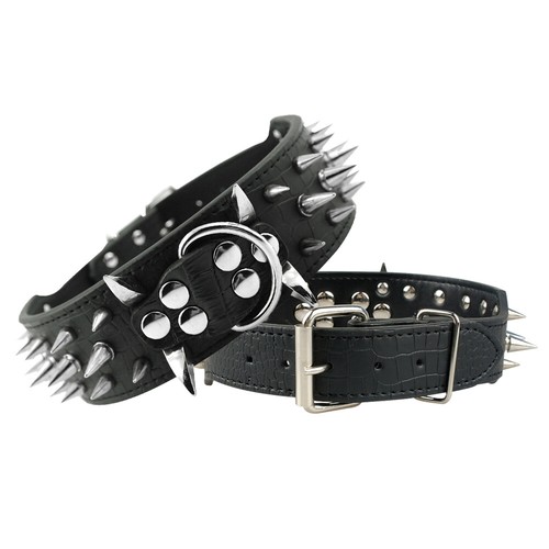 2'' Wide Sharp Spiked Studded Dog Collar Soft PU Leather for Medium Large Dogs - Picture 13 of 20